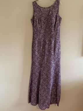 Sleeveless Lavender Sequin Evening Gown with shall- Ignite Evenings